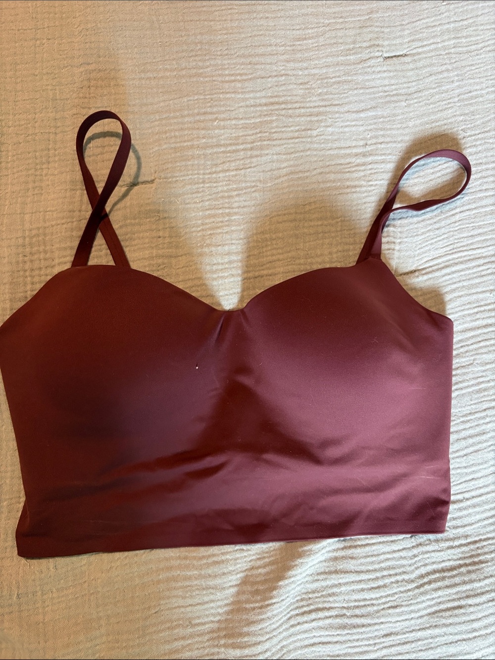 SKIMS Burgundy Longline Plunge Sports Bra